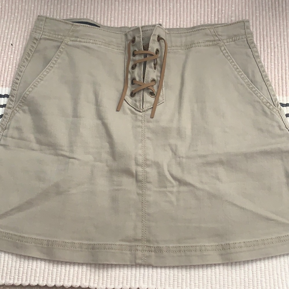 Khaki Lace Up Skirt